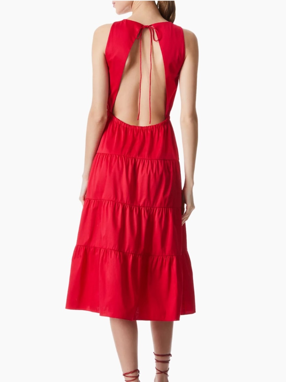 NWT alice + olivia hartley open back gathered maxi dress in ruby red